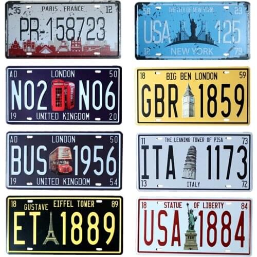 Europe Metal Plate Vintage Signs USA License Plates Plaque Wall Decoration Bar Pub Club Decorative Home Decor 15x30cm