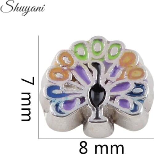 F430 Floating Locket Charms Peacock Charms For Floating Locket 7*8mm