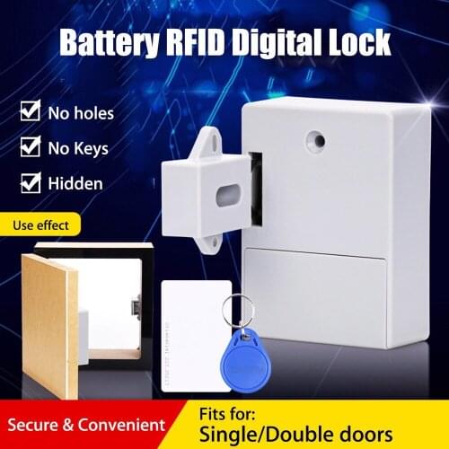 Intelligent Cabinet Lock RFID Card Sensor Cabinet Drawer Lock DIY Invisible Digital Lock without Perforate Hole