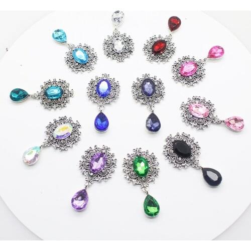 Exquisite Metal Brooch, Wedding And Dinner Decorations, 5 pcs/set, 25x45 mm, Handmade Crafts With Rhinestone Buttons