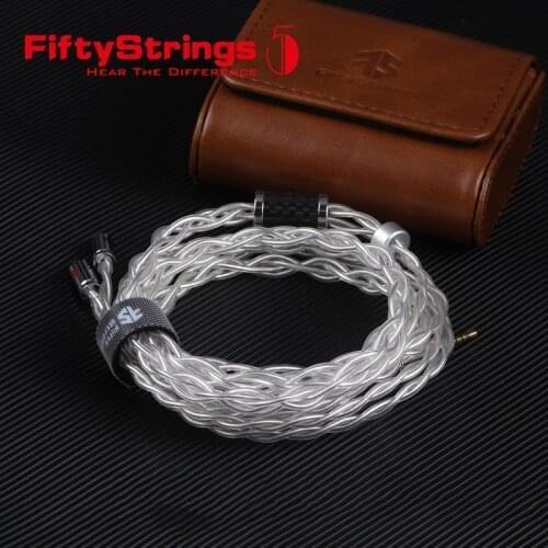 Fiftystrings Hebe Series 7N single crystal copper silver-plated balanced earphone upgrade cable 0.78 mmcx QDC Headphone wire