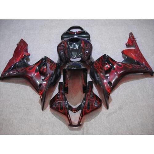 Motorcycle Fairing kit for HONDA CBR600RR F5 07 08 CBR 600RR 2007 2008 cbr600rr ABS Red flames black Fairings set+7gifts HG47