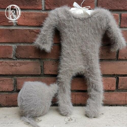 Don&Judy Autumn Winter Newborn Set Outfits for Photo Shoot Romper Bodysuits with Matched Hat Costume Newborn Photography Props