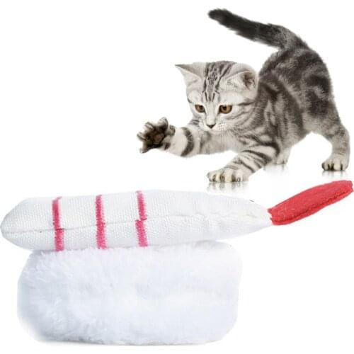 Legendog 1/2PCS Cat Chew Toy Plush Kitten Toy Sushi Shape Cat Toy Kitten Teasering Toy Cat Interactive Catnip Toy Pet Supplies