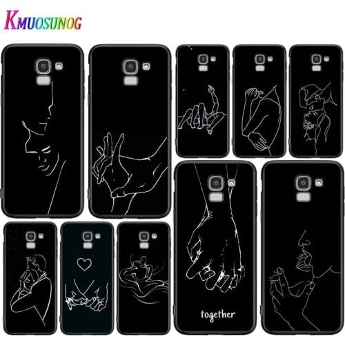 Minimalist Line Love For Samsung Galaxy J2 J3 J4 Core J5 J6 J7 J8 Prime Duo Plus 2018 2017 2016 Black Phone Case
