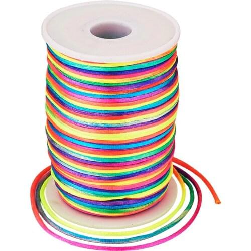 About 90yards/roll 2mm Colorful Nylon Thread Rope Cord for Jewelry Making DIY Bracelet Necklace Sewing Decoration