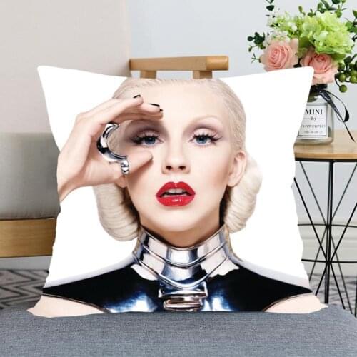 New Arrival christina Aguilera Pillowcase Wedding Decorative Pillow Cover Custom Printed Soft Satin Fabric Pillow Cases Not Fade