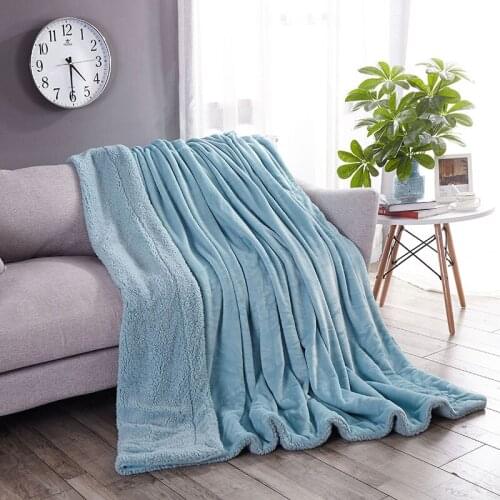 Plain Color Lamb Blanket Double Layer Thick Autumn and Winter Blanket Nap Blanket