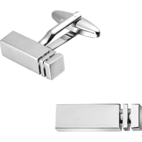 A pair of high quality silvery laser metal box slivery wedding gift brand Cufflinks men shirt cuff Cufflinks