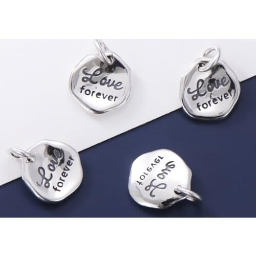 925 Sterling Silver Irregular Couple Fashion Dangle Charm Love forever Best Wish Silver Pendant For Women Men DIY Jewelry Making