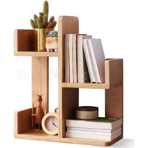 Solid Wood Shelf Northern Europe Simple Storage Shelf Desk Bookcase Oak Desk Simple Small Bookshelf