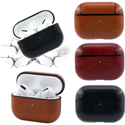 Vococal Shockproof Protective Case PU Leather Cover Shell Holder Protector with Carabiner for Apple AirPods Pro