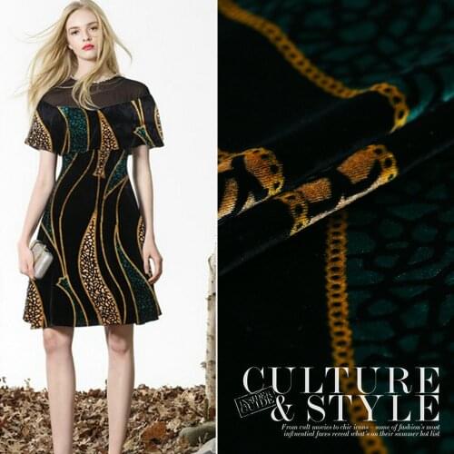 Ancient Stripes Printing Silk Velvet Fabric for silk velour dress plant