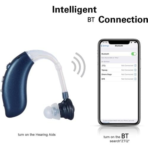 Hearing Aid Rechargeable for The Elderly Mini Hearing Device Sound Amplifier Ear Back Type Digital Ear Aid with BT Function