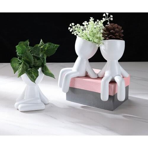 Modern Norse House Small Ceramics Figure Vases Of Creative Flowers Fosco Sculpture Flower Tray Handcrafted Art Jar For Planters