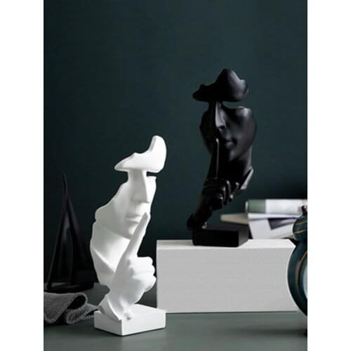 Silence is Golden Creative Crafts Living Room Wine Cabinet Resin Decoration 3D Facial Ornaments Home Modern Sculpture Office En