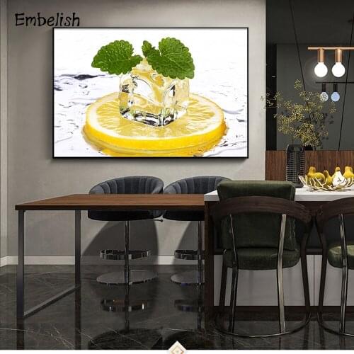 Embelish 1 Pieces Ice Cube And Lemon Kitchen Home Decor Wall Posters For Living Room Bedroom Pictures HD Print Canvas Paintings