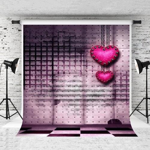 VinylBDS 10x10ft Purple Wedding Photography Backdrops Heart Knot Grid Floor Romantic Paris Backdrop Valentine Day Background