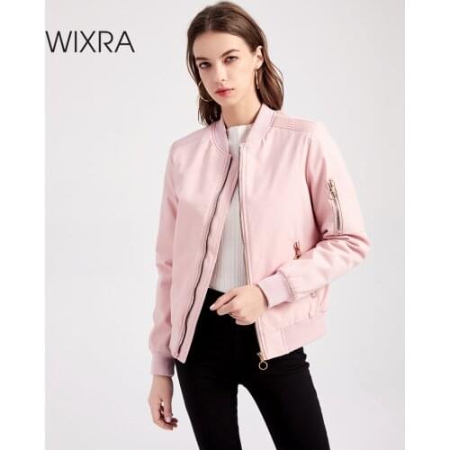Wixra Solid Stand Collar Classic Fashion Zipper Jacket For Female Casual Women Outwear Pockets Coats Autumn Spring