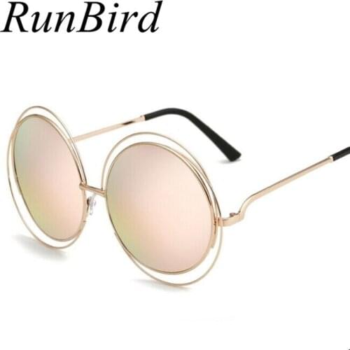 TOP Quality Big Brand Designer Women Sunglasses Metal Round Wire Frame Eyeglasses Vintage Oversize Oculos De Sol Feminino R162