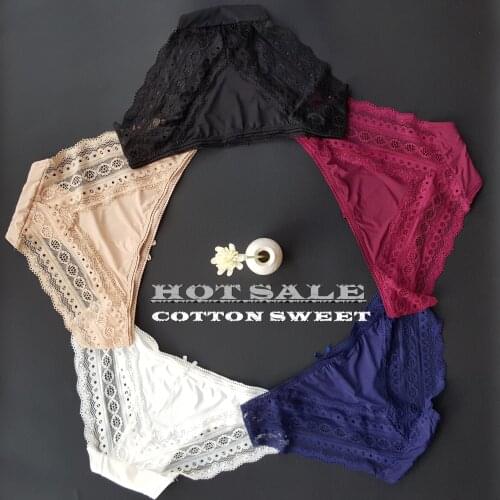 Womens panties underwear seamless lace panties milk silk sexy panties womens soft solid color cotton bottom briefs