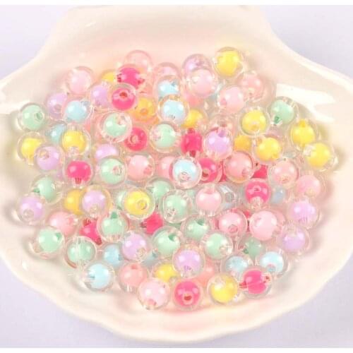 100/50pcs 8/10mm Mixed Color Acrylic Round Straight Holes Beads Loose spacer beads For Jewelry Handmade YKL0877