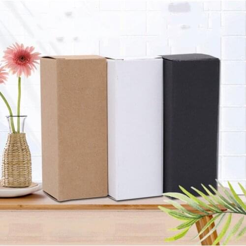 100pc White Black Kraft Paper Tube Cardboard Boxes Essential oil bottle packaging box Blank Cosmetic Storage Box customized logo