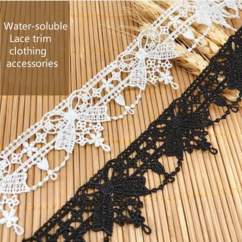 15Yard/Lot Lace trim water-soluble bowknot clothing accessories lace fabric good quality home soft decoration 3.6CM wholesale