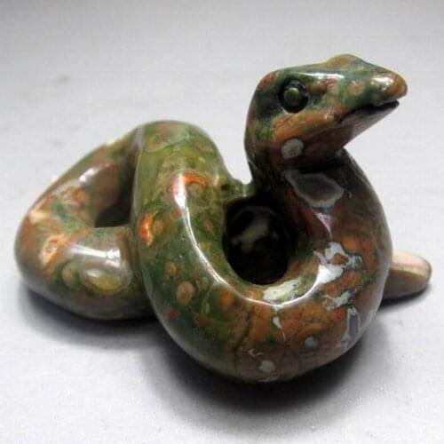 2" / 36g Jasper Snake Handmade Stone Carving - crystals and stones healing Mineral specimen Home Decor feng shui XX0603/29