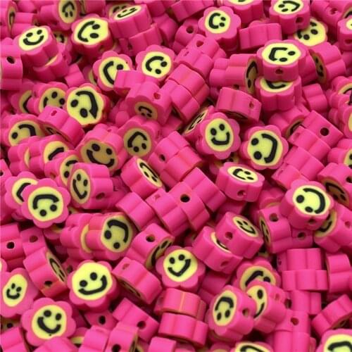 30pcs/lot 10mm Colorful Flower Shape Smiley Polymer Clay Beads Spacer Beads For Jewelry Making DIY Bracelet necklace #03