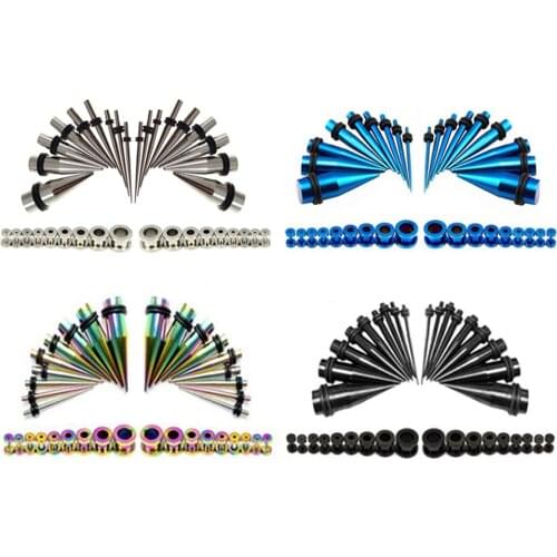 36 Pieces Ear Taper Kit Stainless Steel Earring Screw Fit Fleseh Tunnel Plugs 14G-00G Stretching Gauge Kit