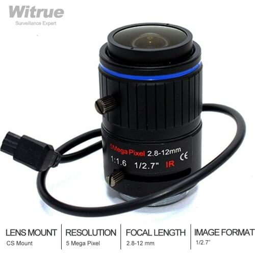 5 Megapixel CCTV Lens 2.8-12mm Varifocal Lenses F1.6 CS Mount 1/2.7 DC Auto Iris for Surveillance IP Scurity Camera