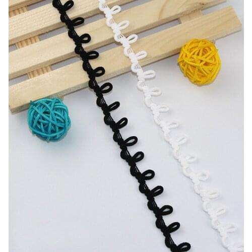 50meters White Black 1.4cm Bridal Elastic Loop Trim Mini Loop Trim Button Loop Trim For Sewing Accessories Craft