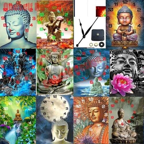 Buddha 5d diamond mosaic sale clock 5d diamond painting full square/round magic Buddha clock diy diamond embroidery full set