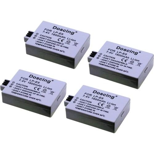 Doscing LP-E5 LPE5 LP E5 Rechargeable Batteries For CANON 450D 500D 1000D KISS X2 X3 F Rebel XS XSi T1i LP-E5 Camera Battery