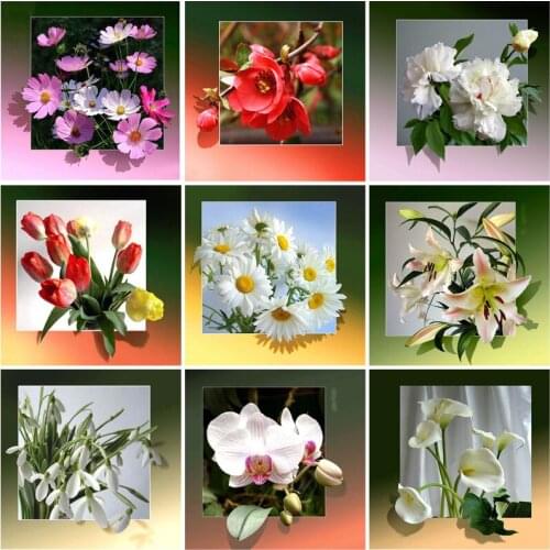 DIY Full Round Square Drill 5D Diamond Painting Daisy Mosaic Paintings Flower Embroidery Cross Stitch Kits Handmade Art Gift