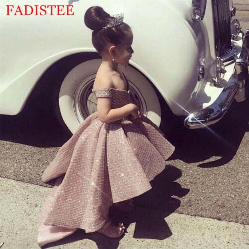 Sequined Shiny Off The Shoulder Princess Dress Flower Girl Dress Party Girls Dress платья для девочек Flower Girl Evening Dress