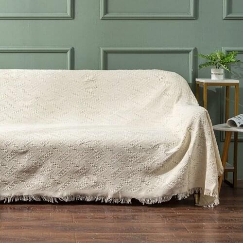 Home Hotel Pure Cotton Bedding Office Sofa Knitted Cover Blanket With Tassel Tapestry For Bed Airplane Travel Decor Blankets