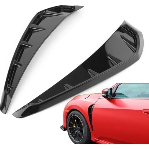 Glossy Black ABS Car Air Flow Side Vent Shark Grille Moulding For Honda Civic 2016 2017 2018 2019 2020