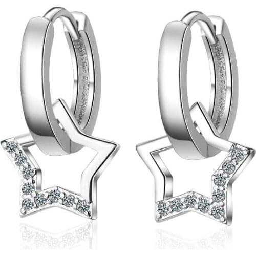 Exquisite Sweet Star Zircon Ear Hook Earrings For Women Trend Creative 925 Sterling Silver Party Gift Jewelry Accessories SAE340