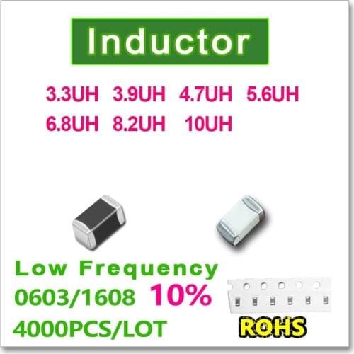 JASNPROSMA 0603 1608 4000PCS SMD Multilayer Low Frequency Inductor 10% 3.3UH 3.9UH 4.7UH 5.6UH 6.8UH 8.2UH 10UH New high quality