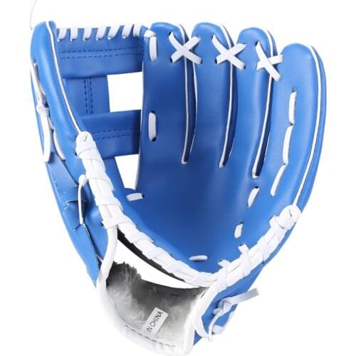 Leather Blue Baseball Glove Right Hand Black Mallet Equipments Men Batting Gloves Baseball Softball Guante Beisbol Softball ZP50