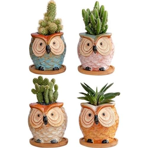 Creative owl flower pot decoration succulent planting flower pot cactus plant container potted home decoration balcony garden