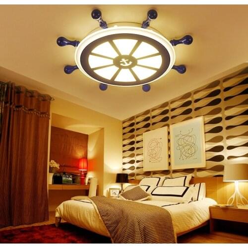 Creative Ceiling Lights simple childlike boy girl lightship Mediterranean Blue LED bedroom ceiling lamp LU628 ZL439