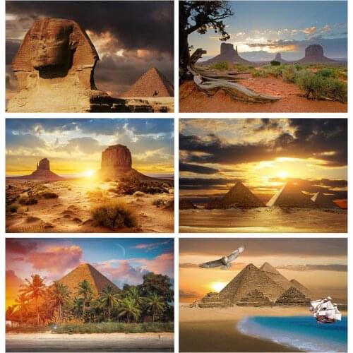 Laeacco Desert Old Tree Shrub Deserted Building Cloud Sunrise Natural Scenic Photo Backgrounds Photography Backdrop Photo Studio