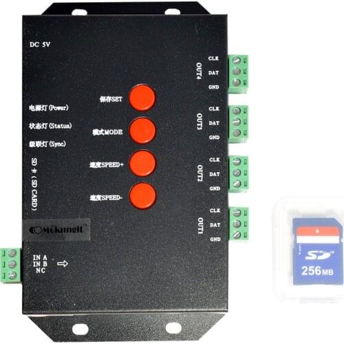 T-4000 Programmable Led Controller SD Card Led Module TM1803 TM1804 TM1812 WS2811 Light String Led Strip RGB Controller DC5-24V
