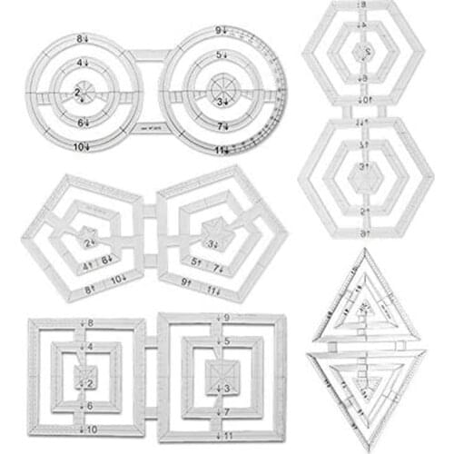 Hot YO-Sewing Ruler Tool Patchwork Quilting Double Square, Triple-cornered, Hexagon, Pentagon, Circular Template Patchwork Tool