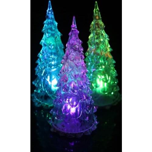 Christmas Day new year small gift colorful LED acrylic crystal flashing Christmas simulation table lighting Christmas tree