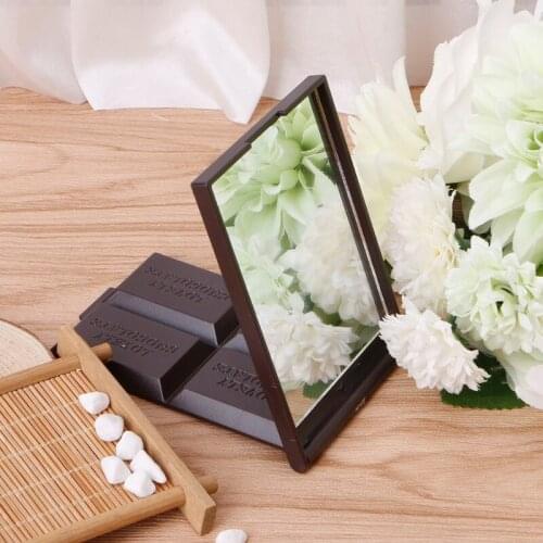 Cute Chocolate Cookie Shaped Square Pocket Mirror Mini Foldable Makeup Mirror 667D