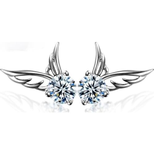 Fashion Women Exquisite Silver Plated Wings of Angels Zircon Earring 2021 France Charm Women CZ Crystal Earring Wedding Jewelry